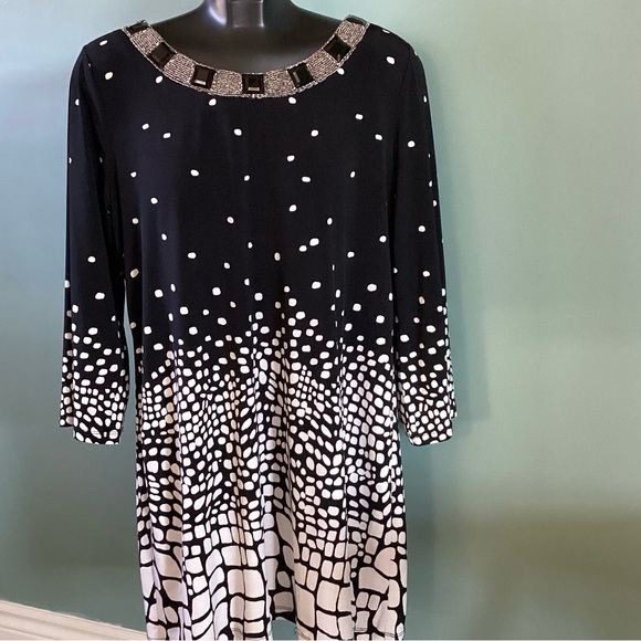 ALFANI Black and white tunic/mini dress size L - Picture 2 of 10